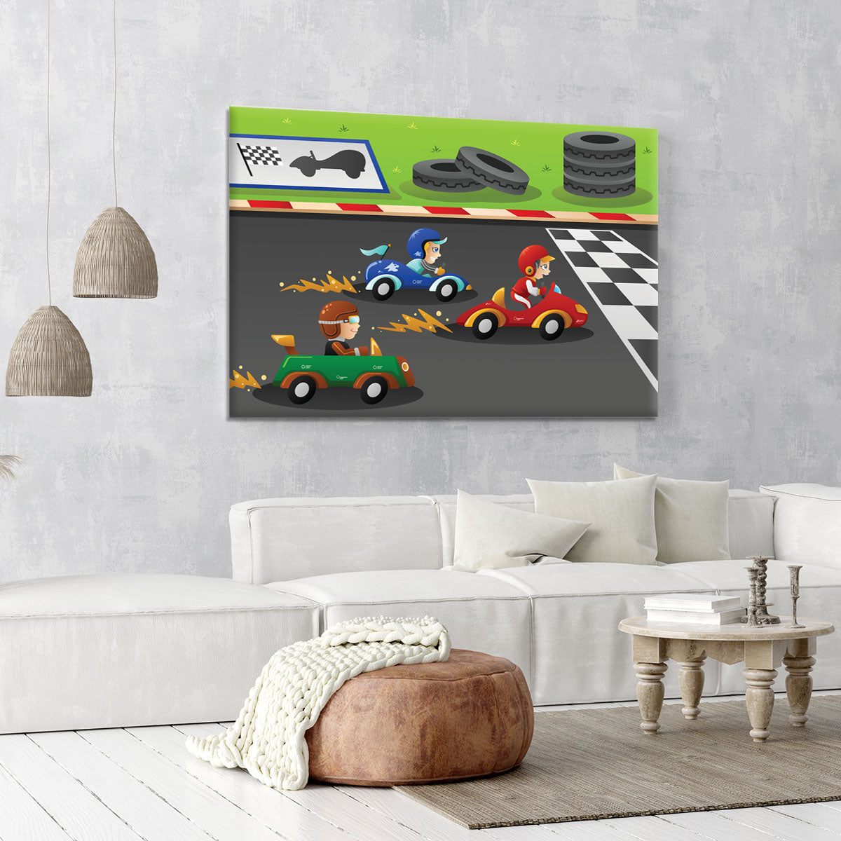 Kids in a car racing Canvas Print or Poster - Canvas Art Rocks - 6