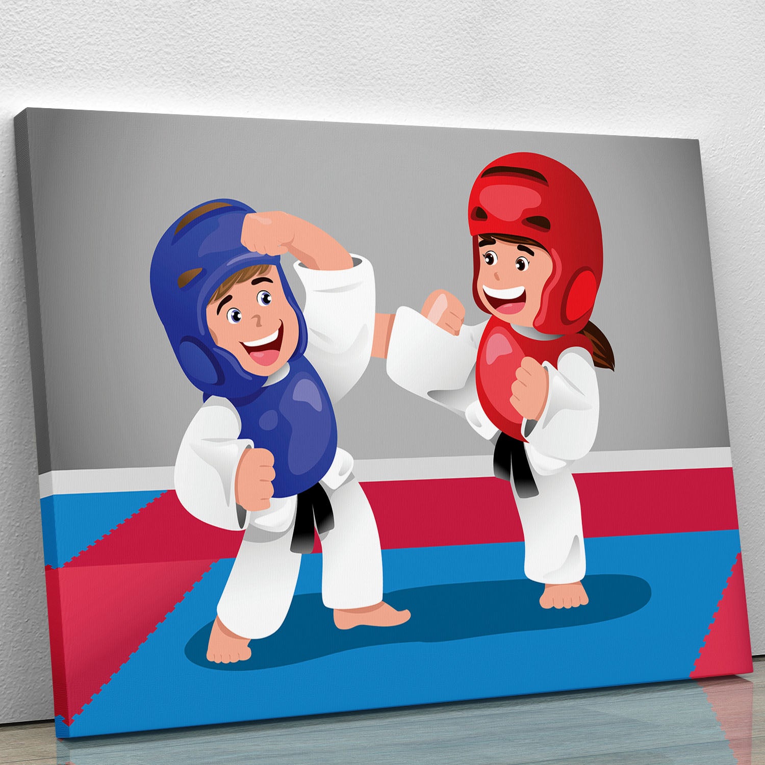 Kids practicing taekwondo in a dojo Canvas Print or Poster - Canvas Art Rocks - 1
