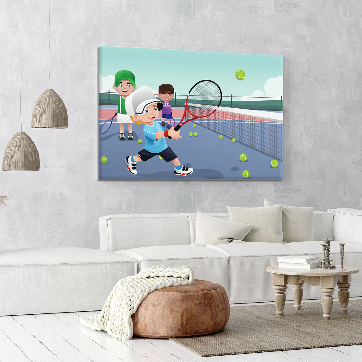 Kids practicing tennis Canvas Print or Poster - Canvas Art Rocks - 6