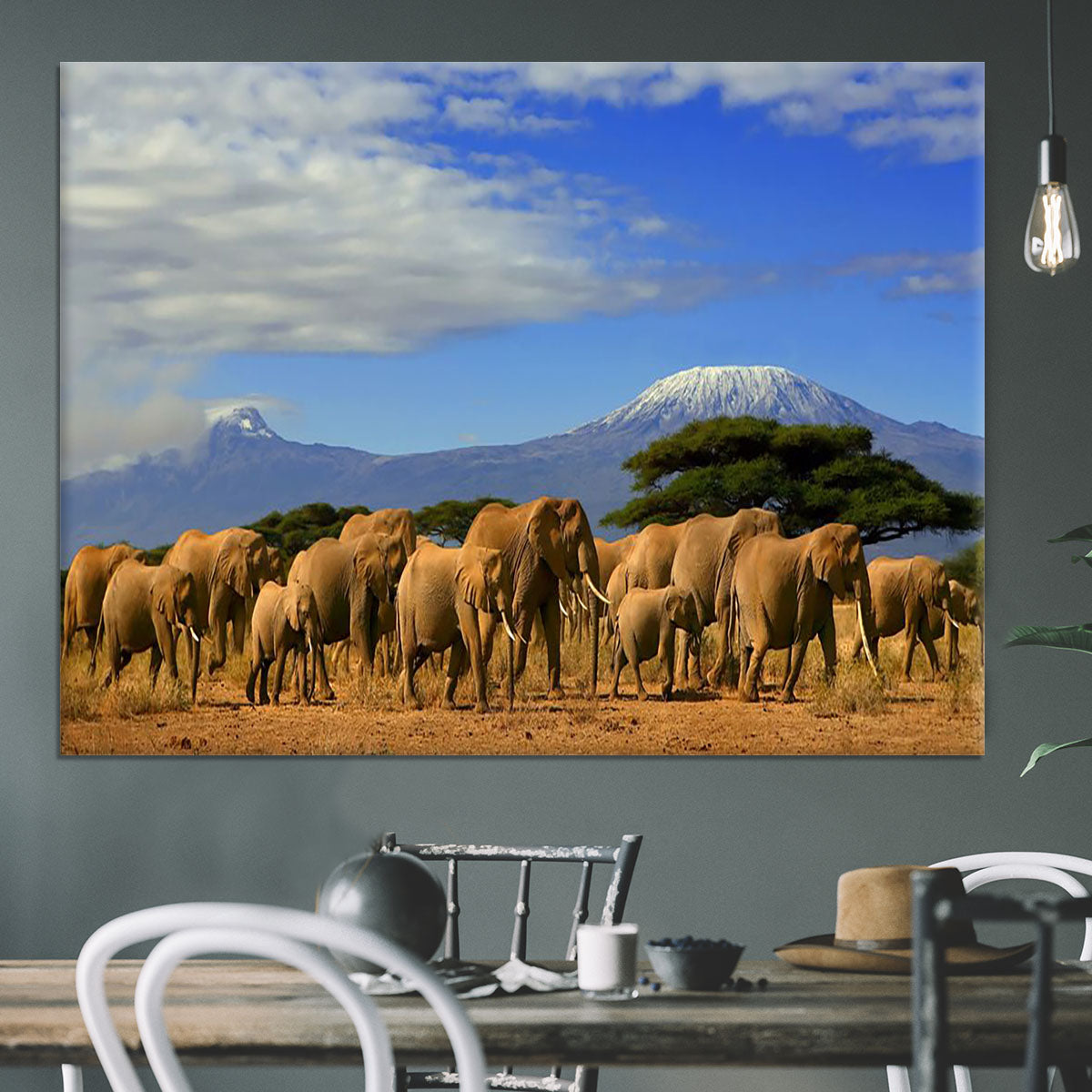 Kilimanjaro And Elephants Canvas Print or Poster - Canvas Art Rocks - 3