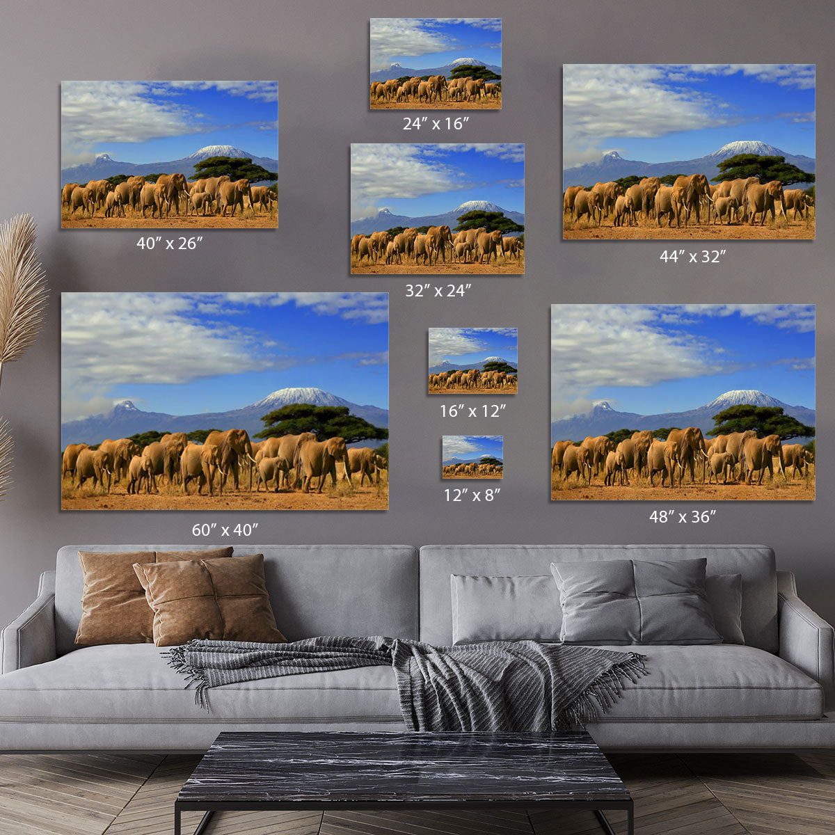Kilimanjaro And Elephants Canvas Print or Poster - Canvas Art Rocks - 7