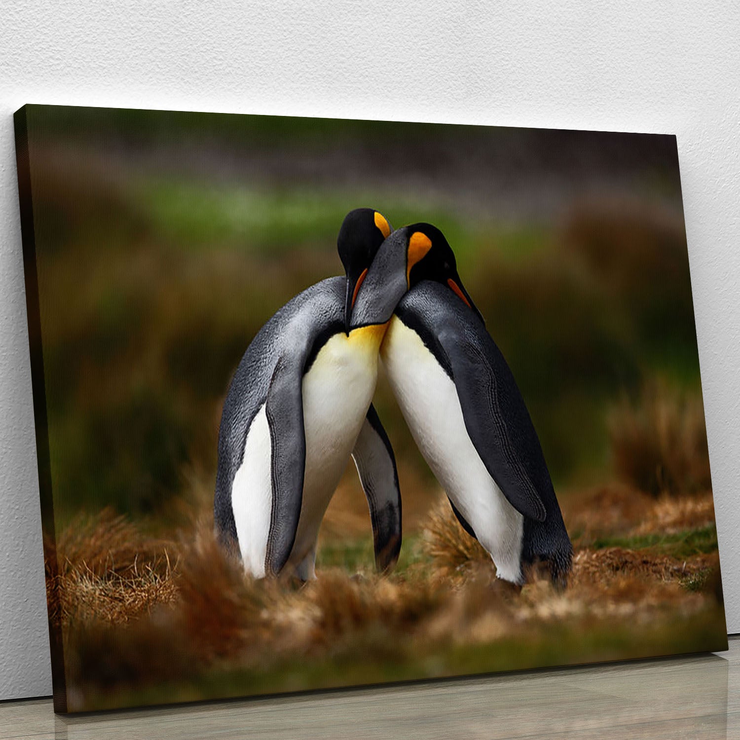 King penguin couple cuddling Canvas Print or Poster - Canvas Art Rocks - 1