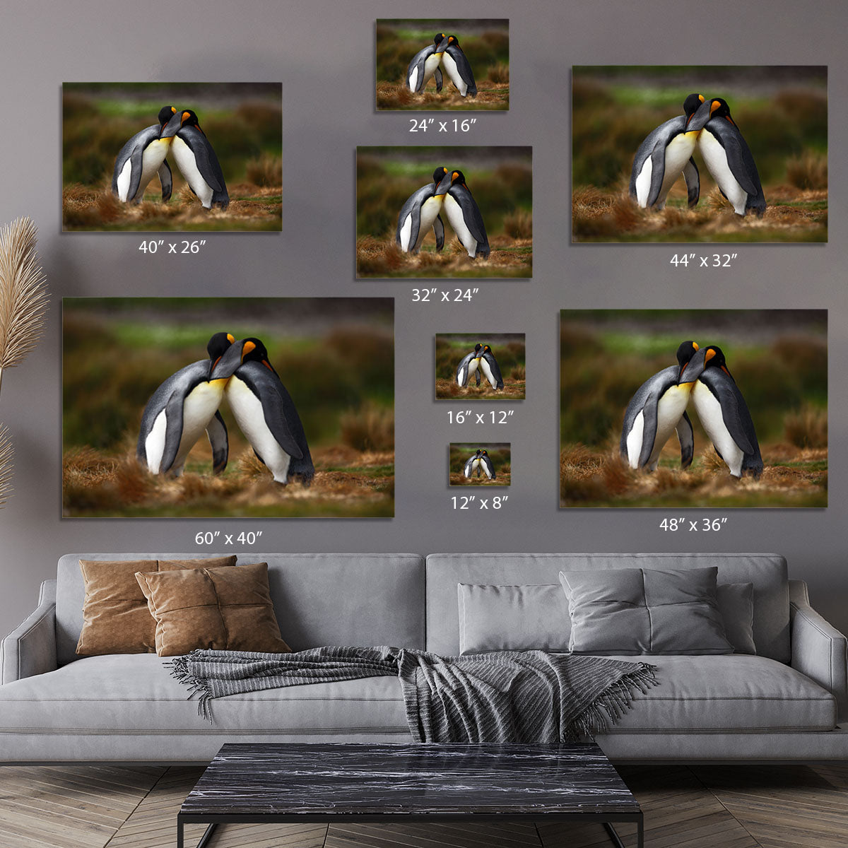 King penguin couple cuddling Canvas Print or Poster - Canvas Art Rocks - 7