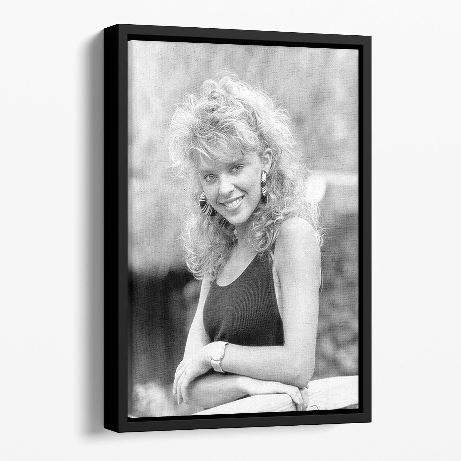 Kylie Minogue in 1988 Floating Framed Canvas - Canvas Art Rocks - 1