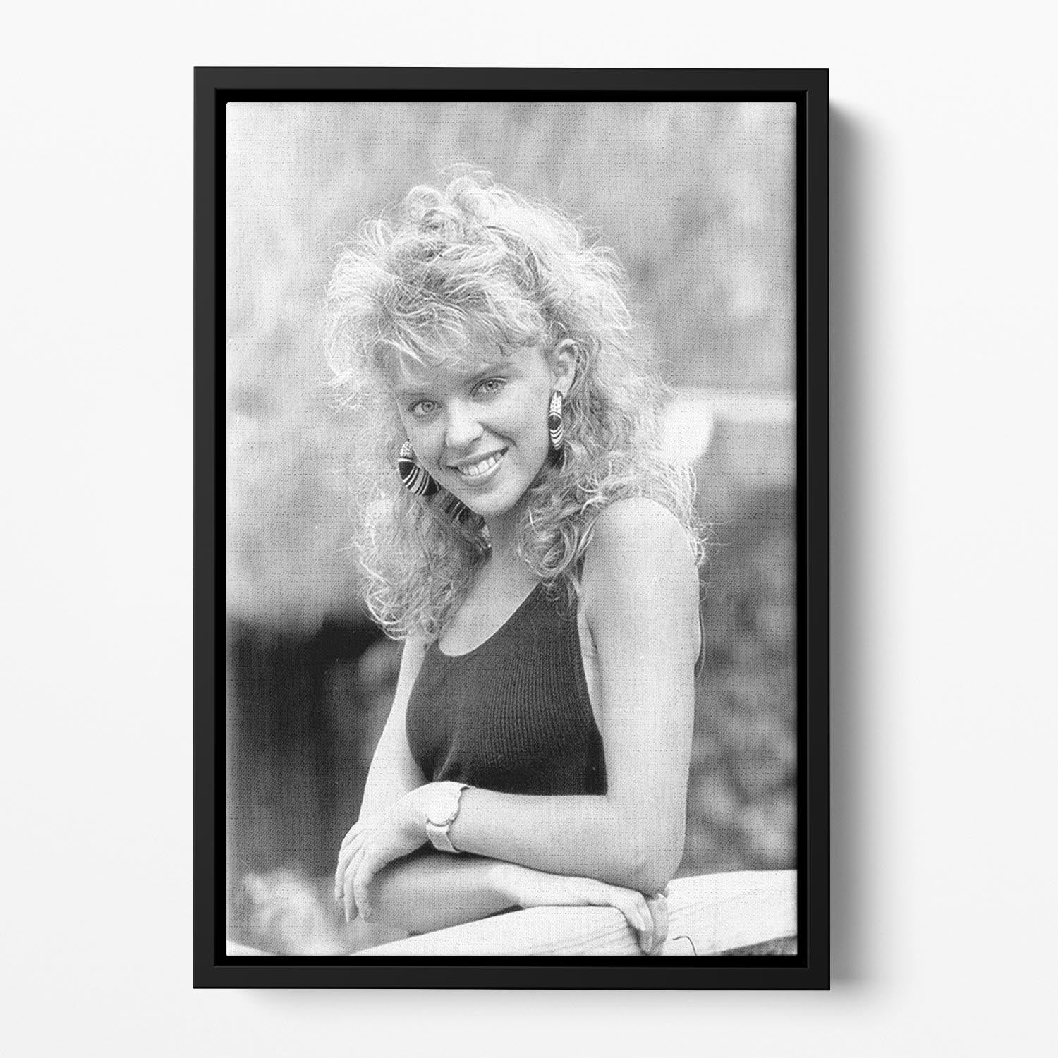 Kylie Minogue in 1988 Floating Framed Canvas - Canvas Art Rocks - 2