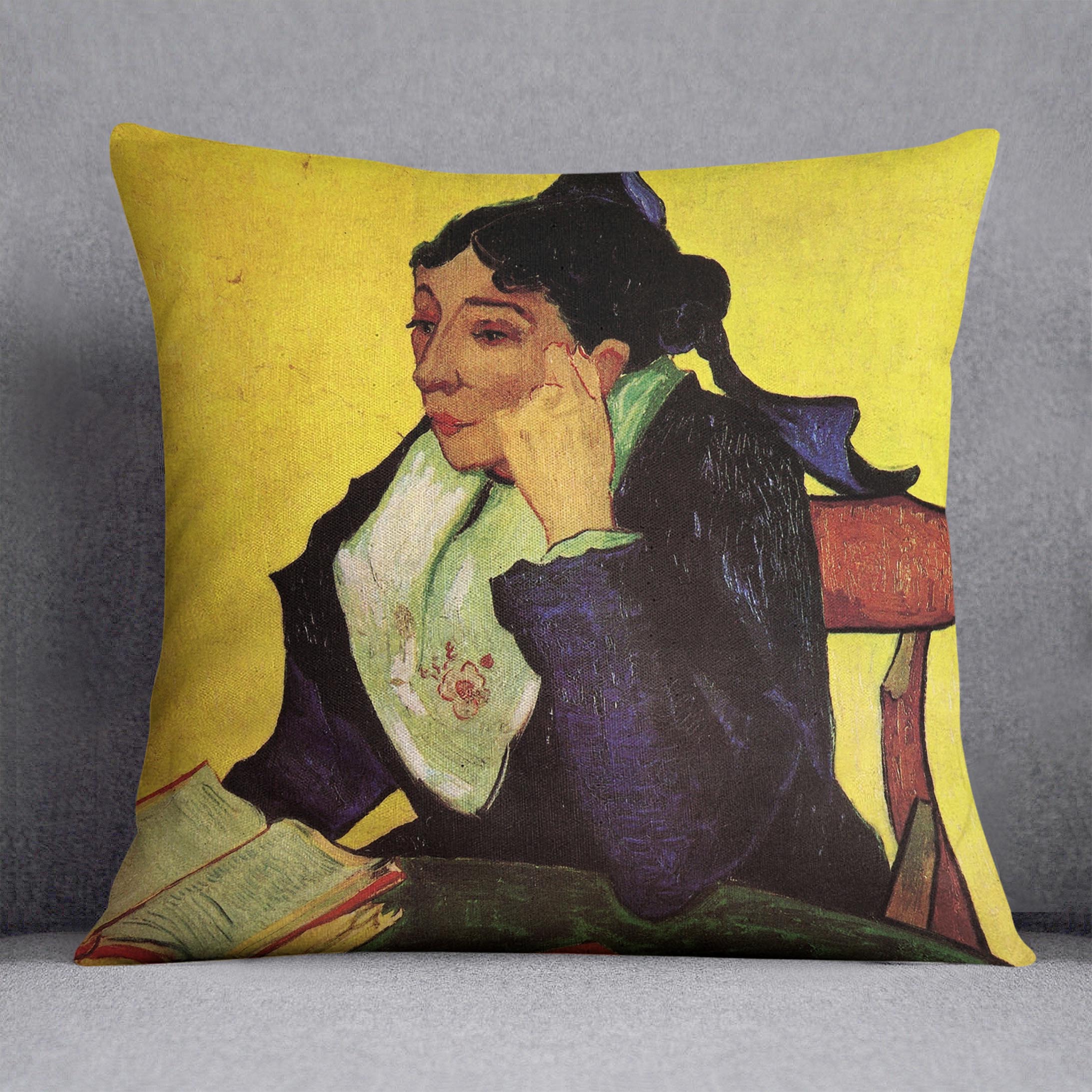 L'Arlesienne Madame Ginoux with Books by Van Gogh Cushion