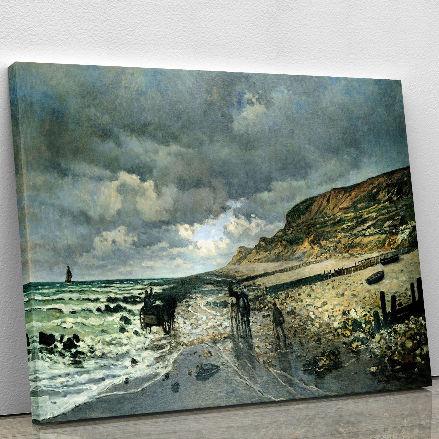 La Pointe del Heve at low tide by Monet Canvas Print or Poster - Canvas Art Rocks - 1