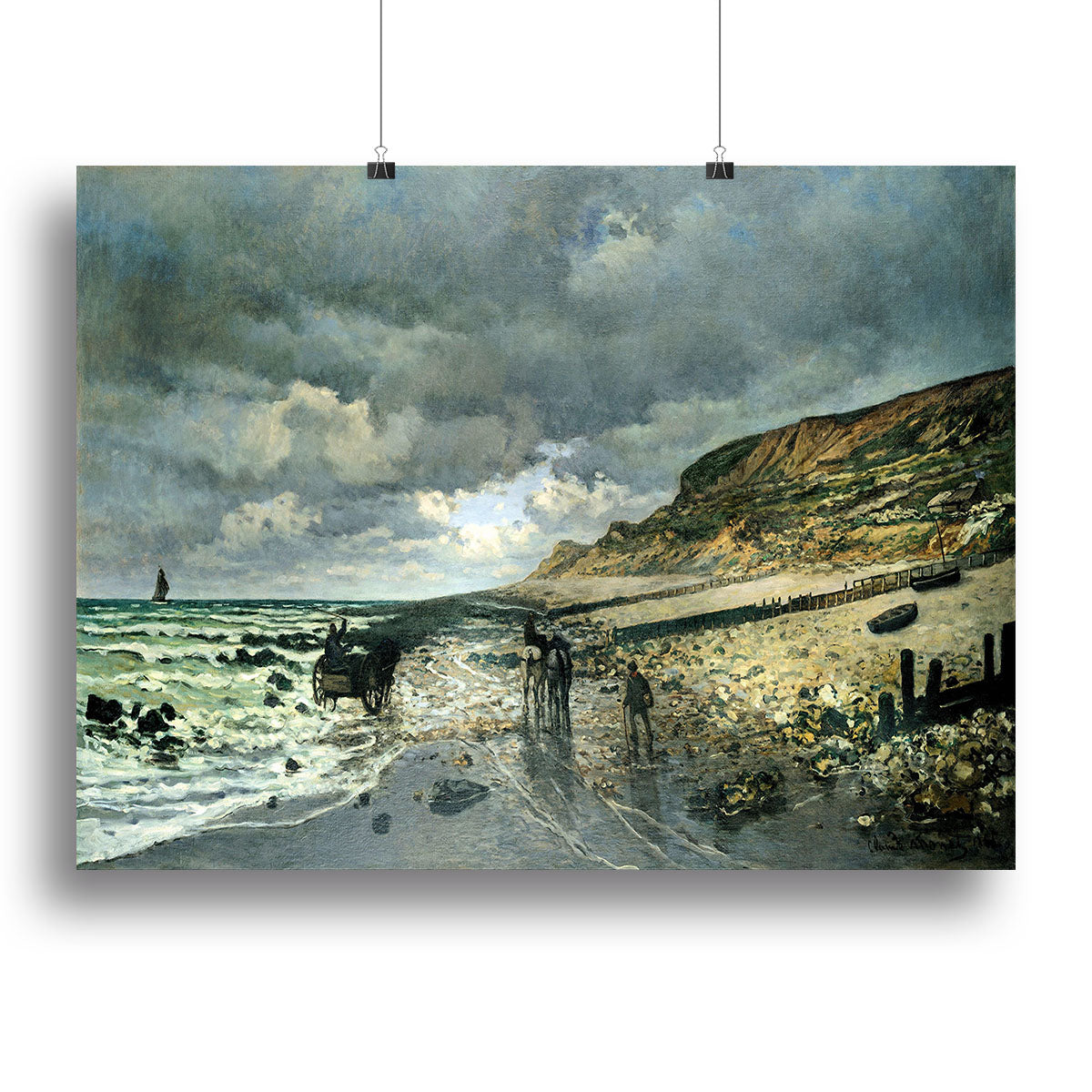 La Pointe del Heve at low tide by Monet Canvas Print or Poster - Canvas Art Rocks - 2