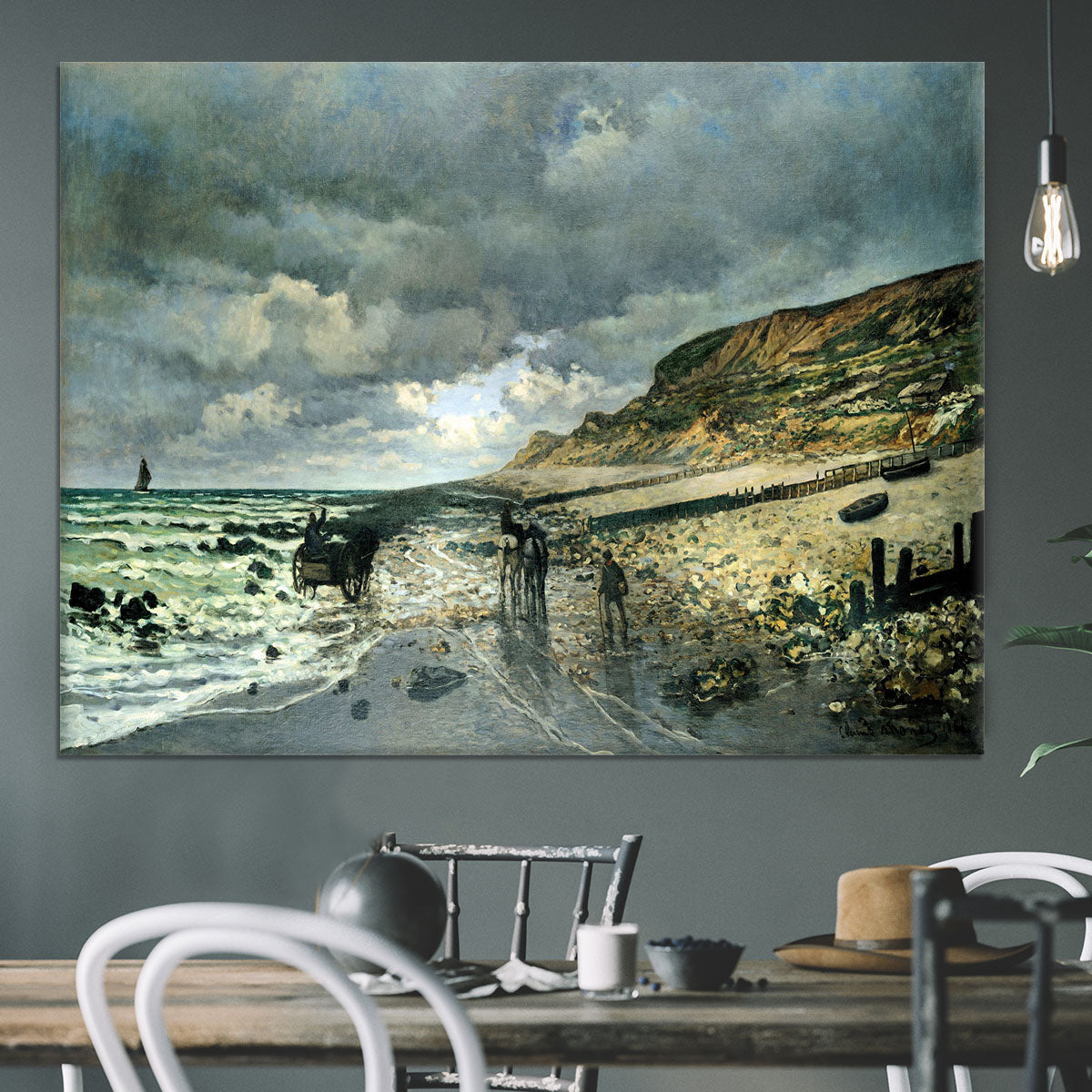 La Pointe del Heve at low tide by Monet Canvas Print or Poster - Canvas Art Rocks - 3