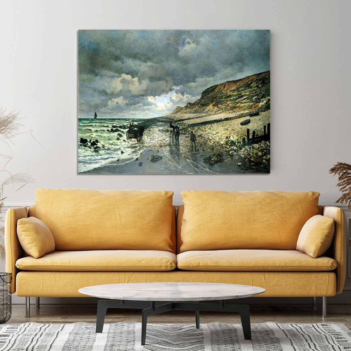 La Pointe del Heve at low tide by Monet Canvas Print or Poster - Canvas Art Rocks - 4