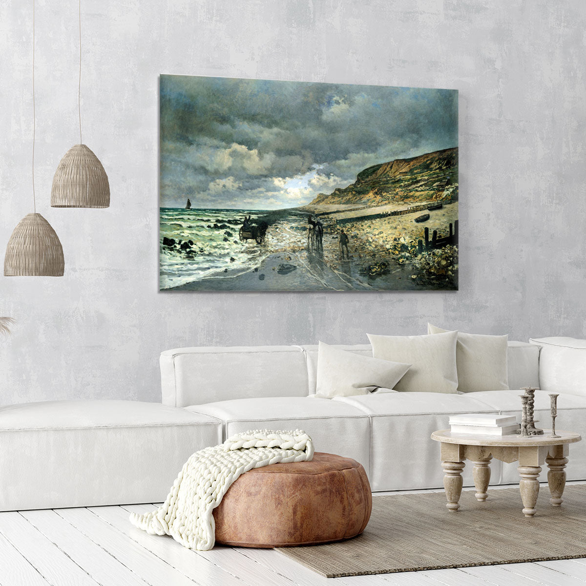La Pointe del Heve at low tide by Monet Canvas Print or Poster - Canvas Art Rocks - 6