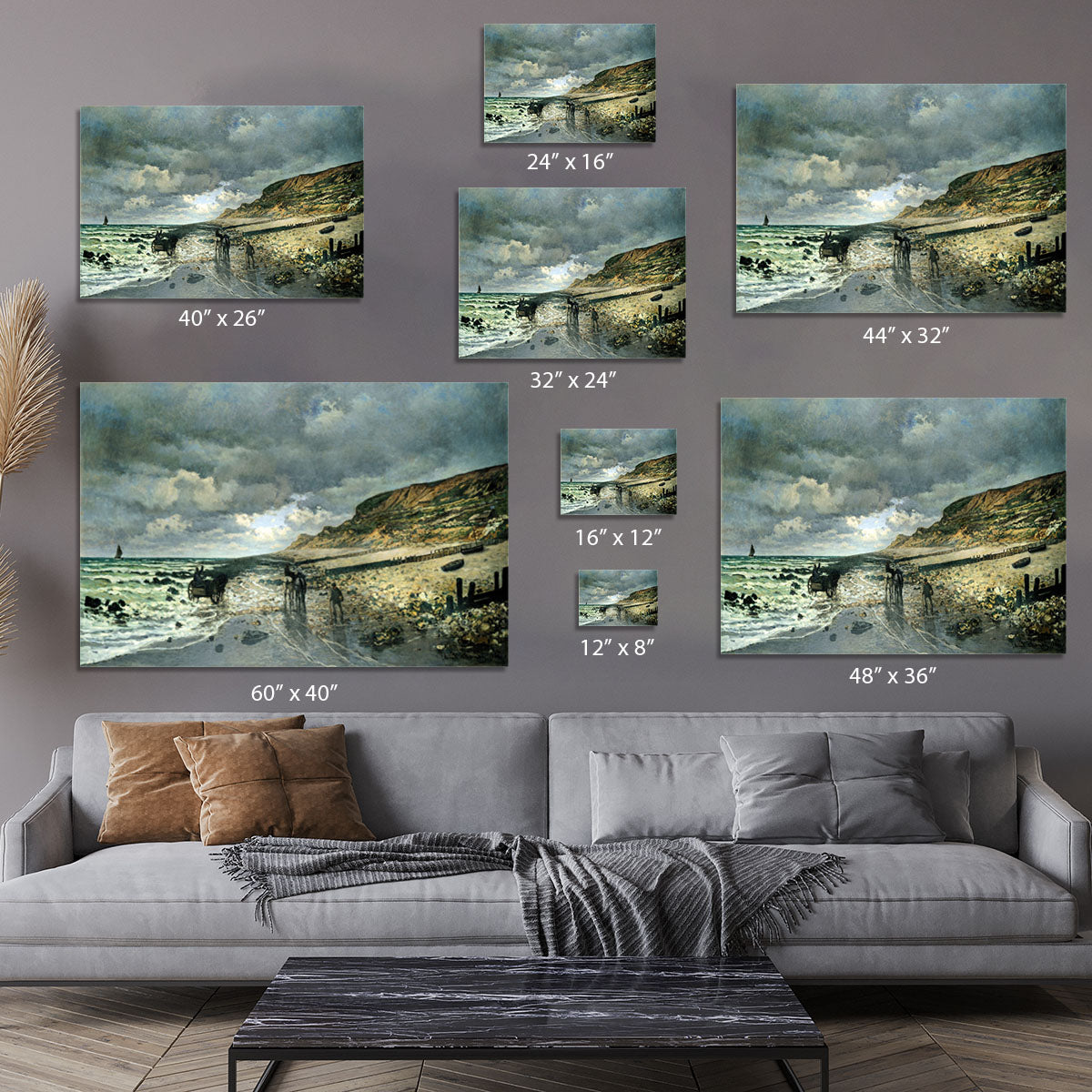 La Pointe del Heve at low tide by Monet Canvas Print or Poster - Canvas Art Rocks - 7