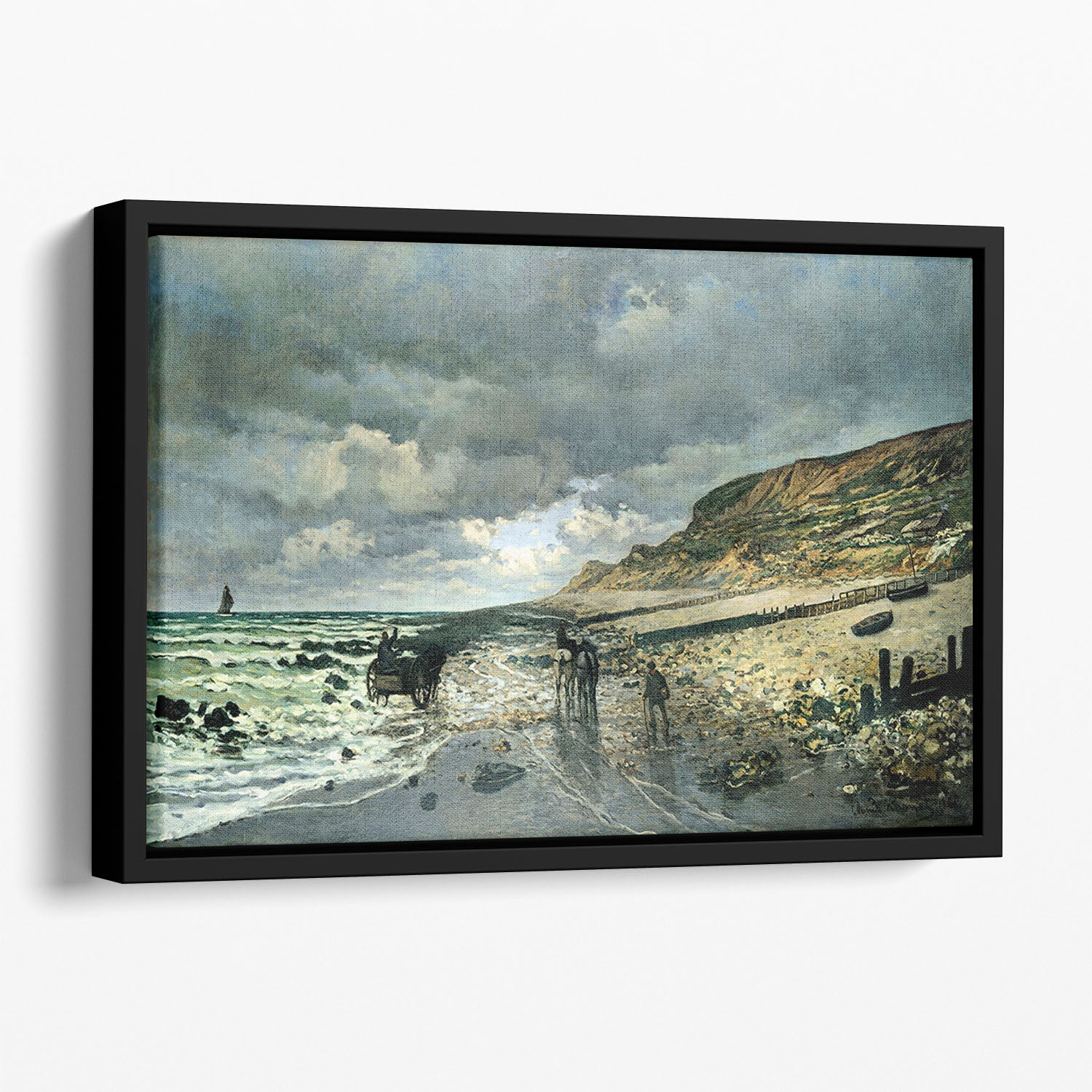 La Pointe del Heve at low tide by Monet Floating Framed Canvas