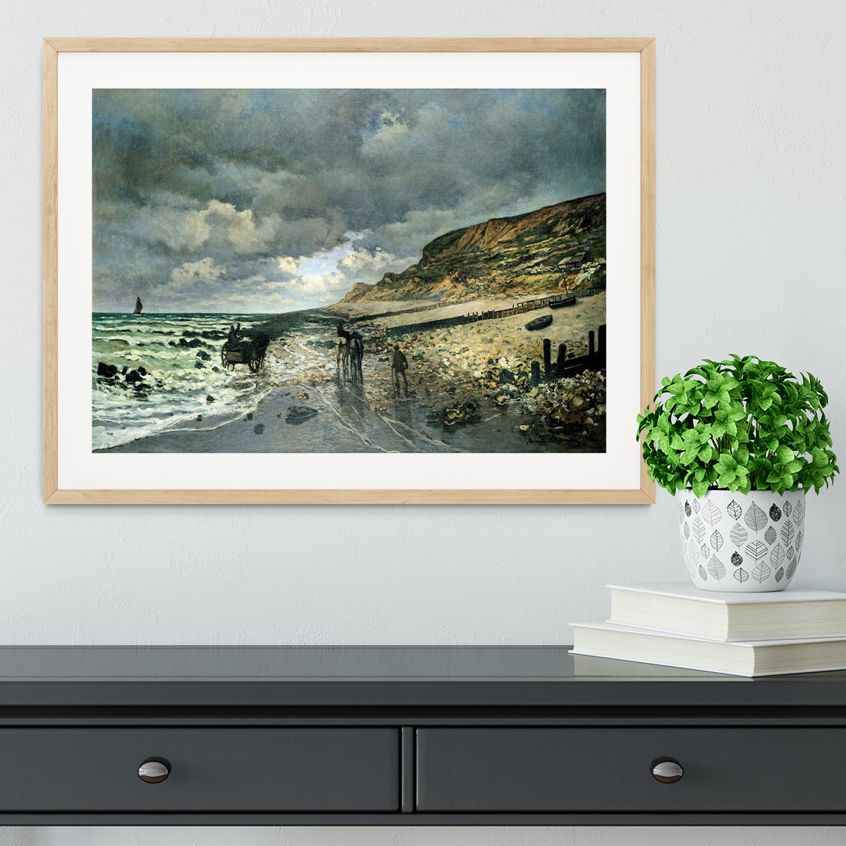 La Pointe del Heve at low tide by Monet Framed Print - Canvas Art Rocks - 3