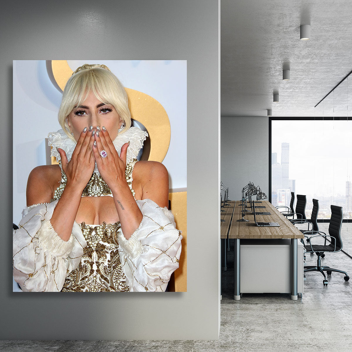 Lady Gaga blows a kiss Canvas Print or Poster - Canvas Art Rocks - 3