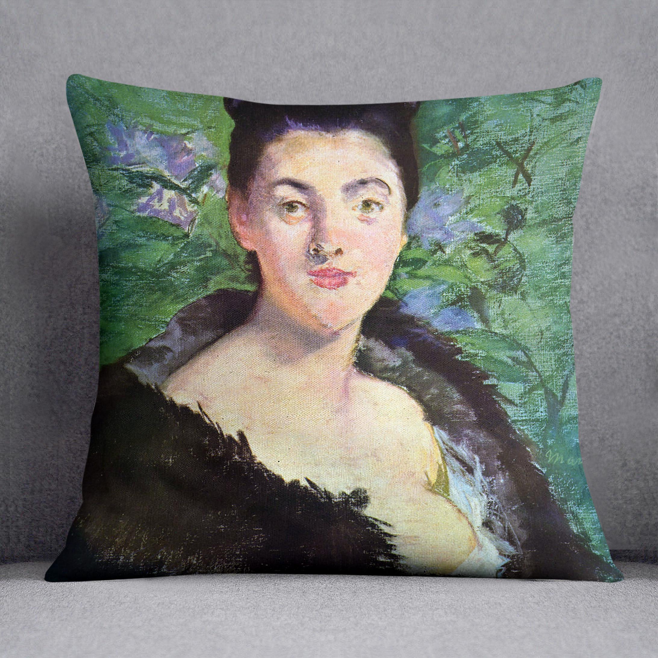 Lady in Fur by Manet Cushion