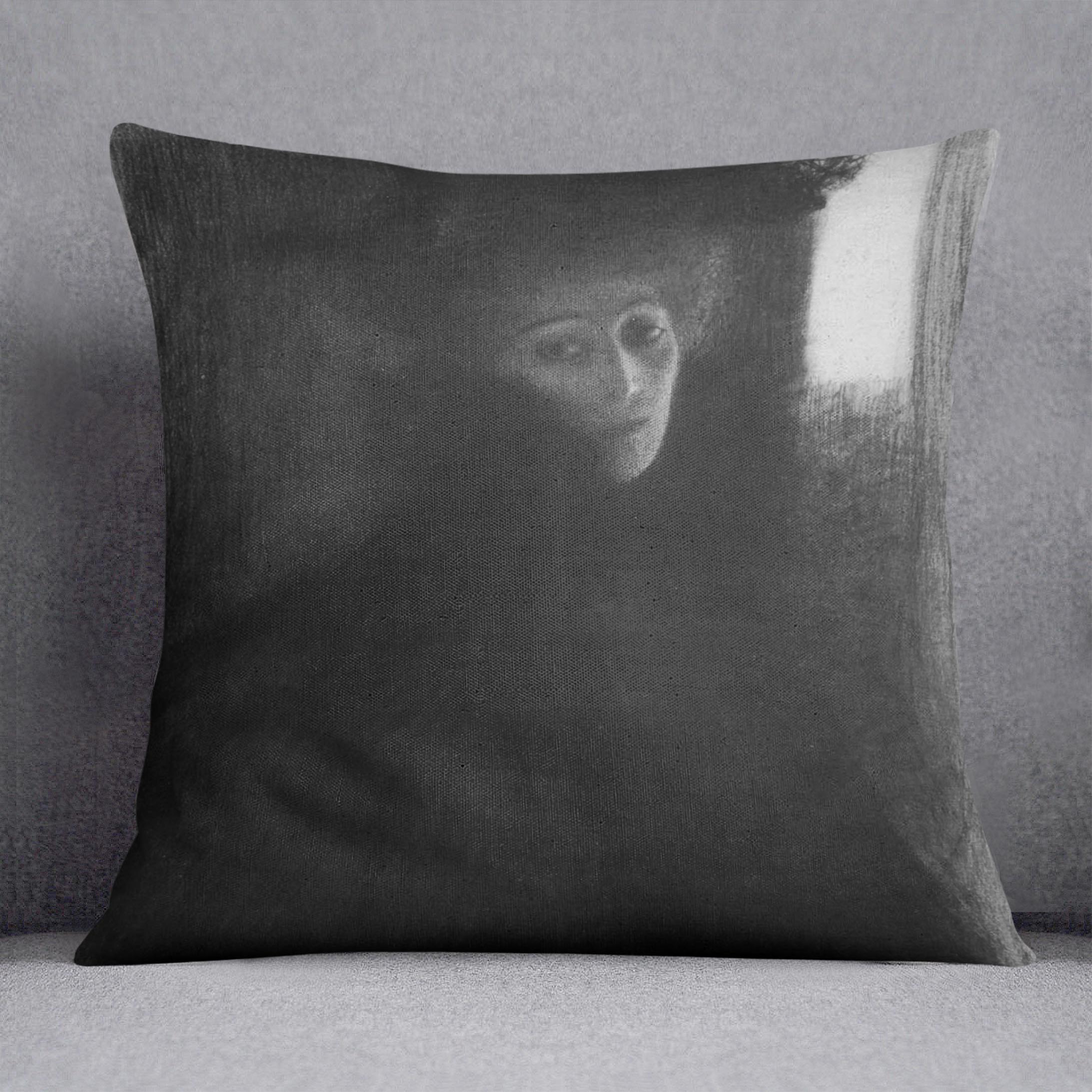 Lady in hat and cape by Klimt Cushion