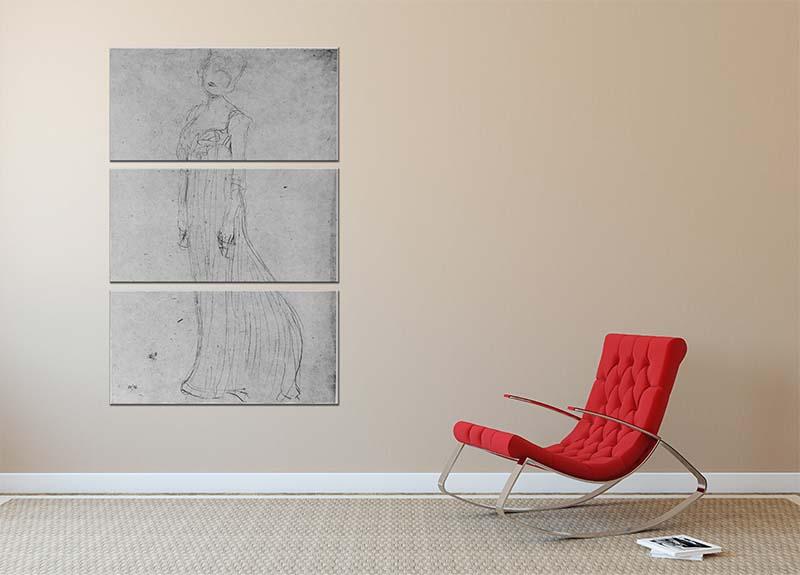 Lady in long dress by Klimt 3 Split Panel Canvas Print - Canvas Art Rocks - 2