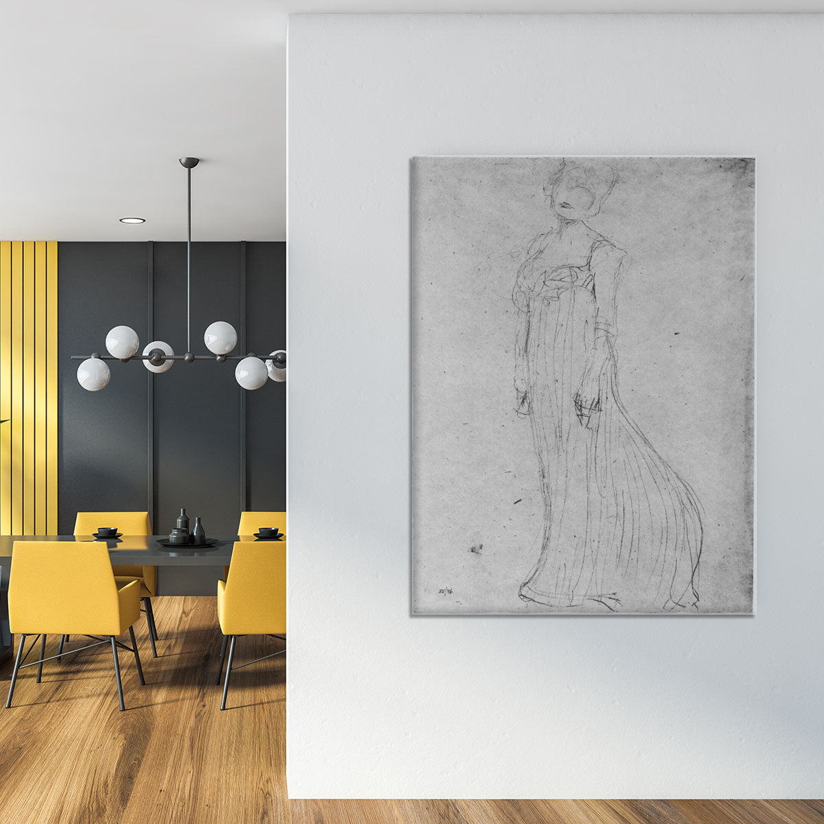 Lady in long dress by Klimt Canvas Print or Poster - Canvas Art Rocks - 4