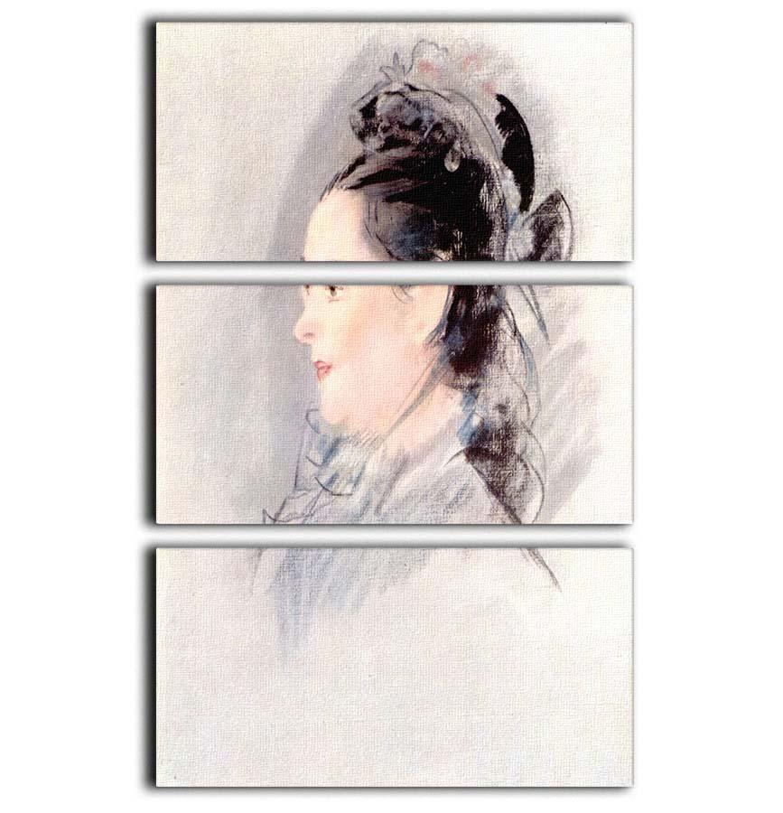 Lady with Hair Up by manet 3 Split Panel Canvas Print - Canvas Art Rocks - 1