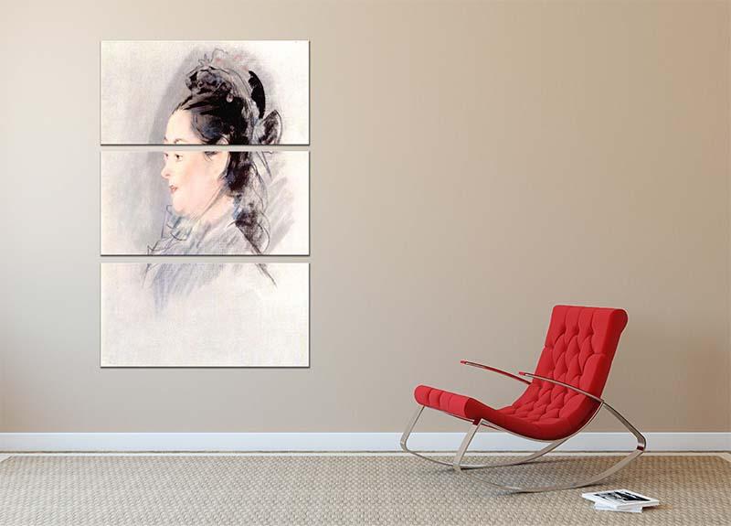 Lady with Hair Up by manet 3 Split Panel Canvas Print - Canvas Art Rocks - 2