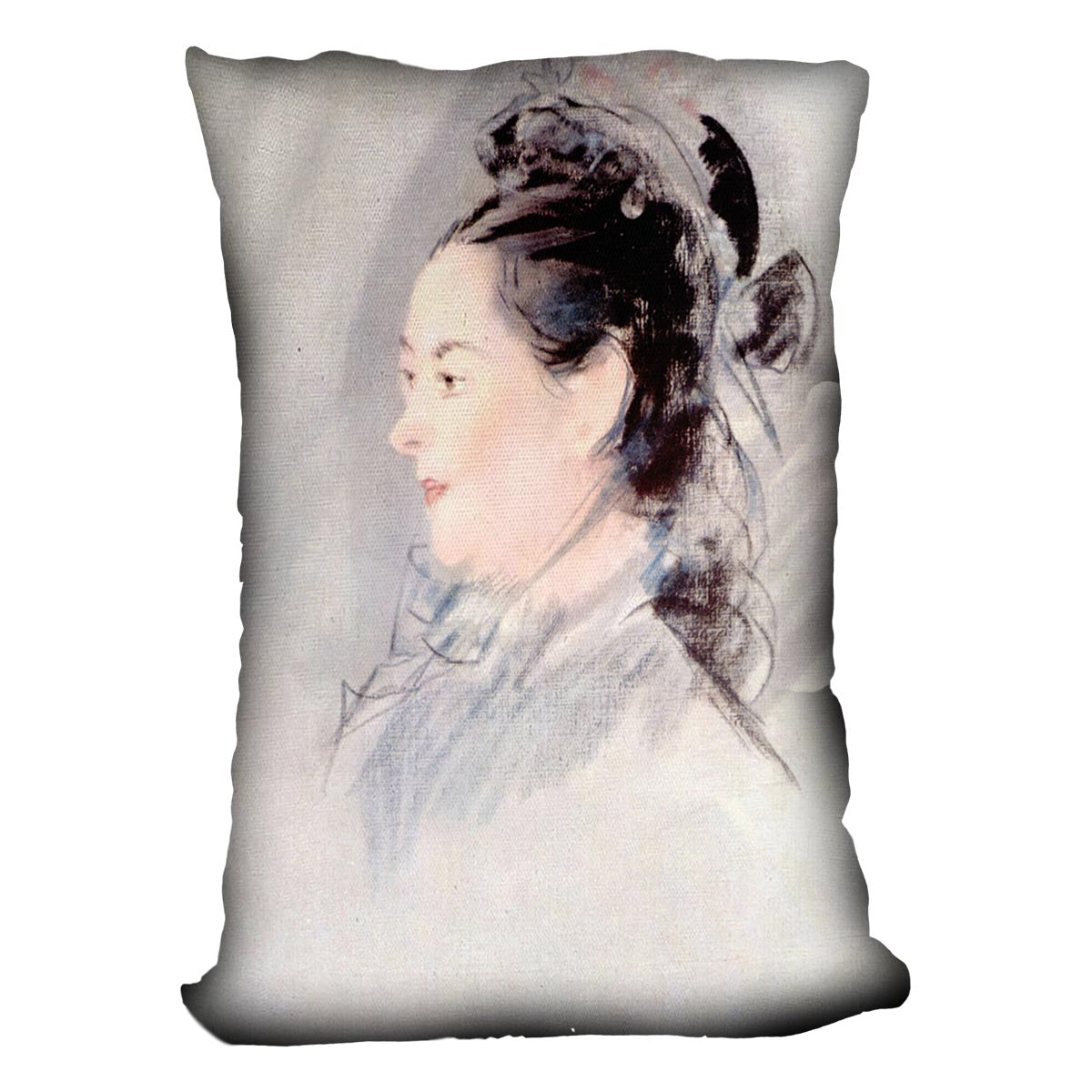 Lady with Hair Up by manet Cushion