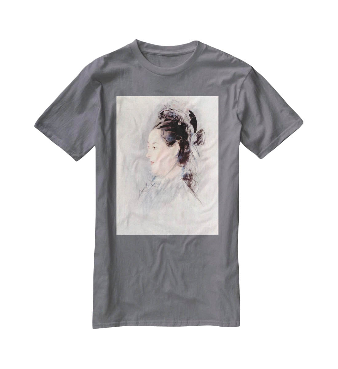 Lady with Hair Up by manet T-Shirt - Canvas Art Rocks - 3