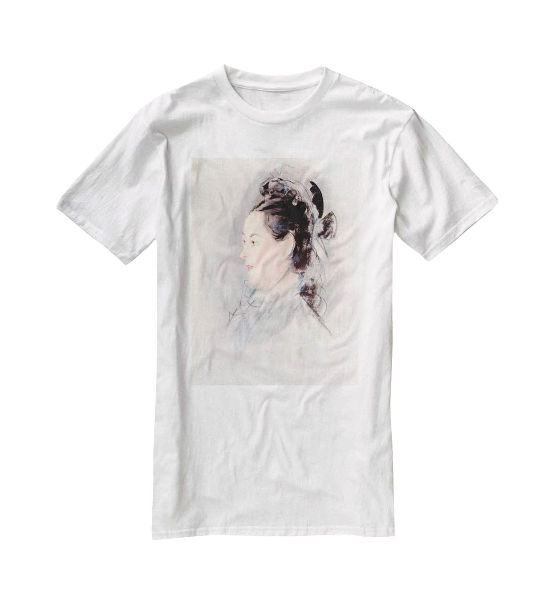 Lady with Hair Up by manet T-Shirt - Canvas Art Rocks - 5