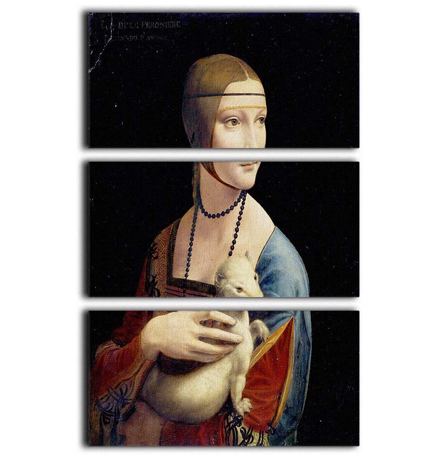 Lady with an Ermine by Da Vinci 3 Split Panel Canvas Print - Canvas Art Rocks - 1
