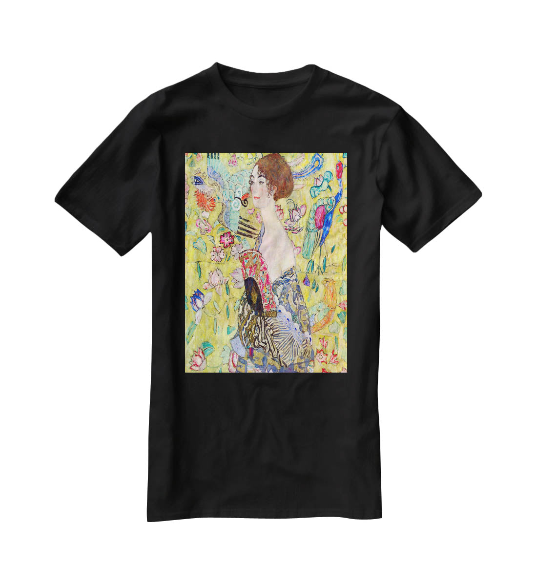 Lady with fan by Klimt T-Shirt - Canvas Art Rocks - 1