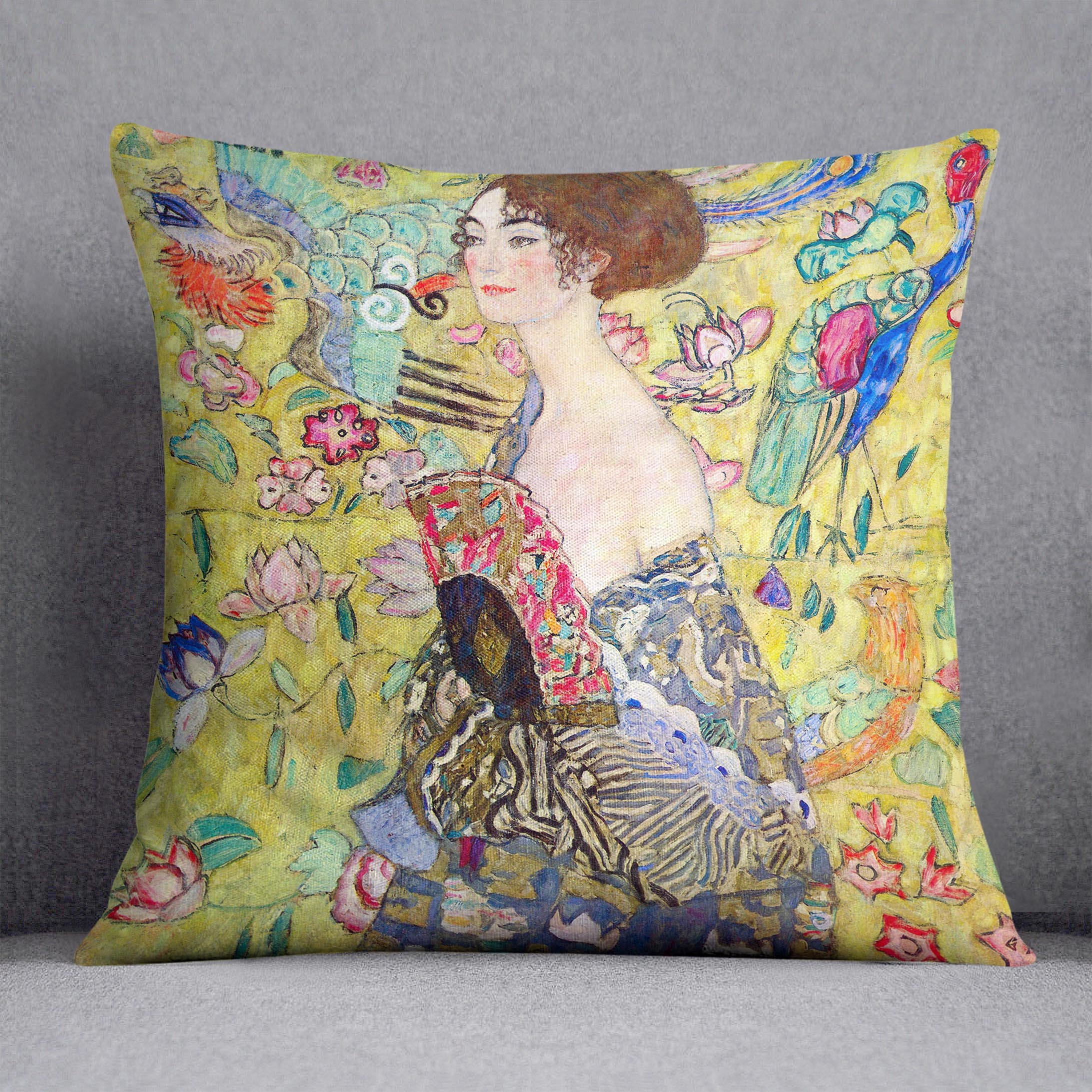 Lady with fan by Klimt Cushion