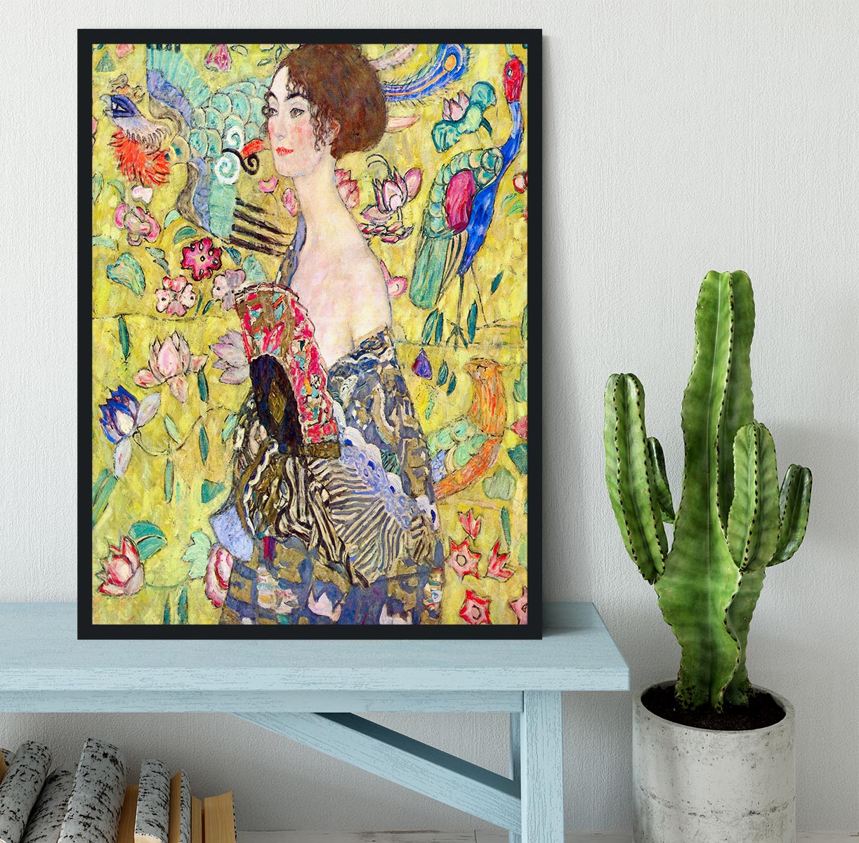 Lady with fan by Klimt Framed Print - Canvas Art Rocks - 2