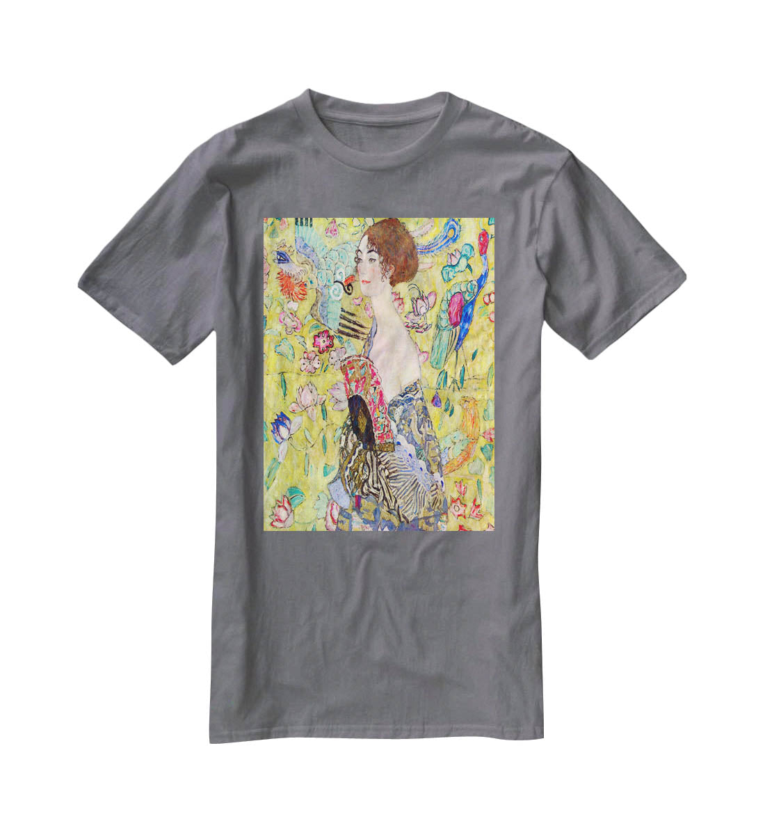 Lady with fan by Klimt T-Shirt - Canvas Art Rocks - 3