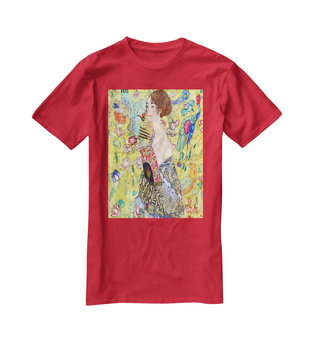 Lady with fan by Klimt T-Shirt - Canvas Art Rocks - 4