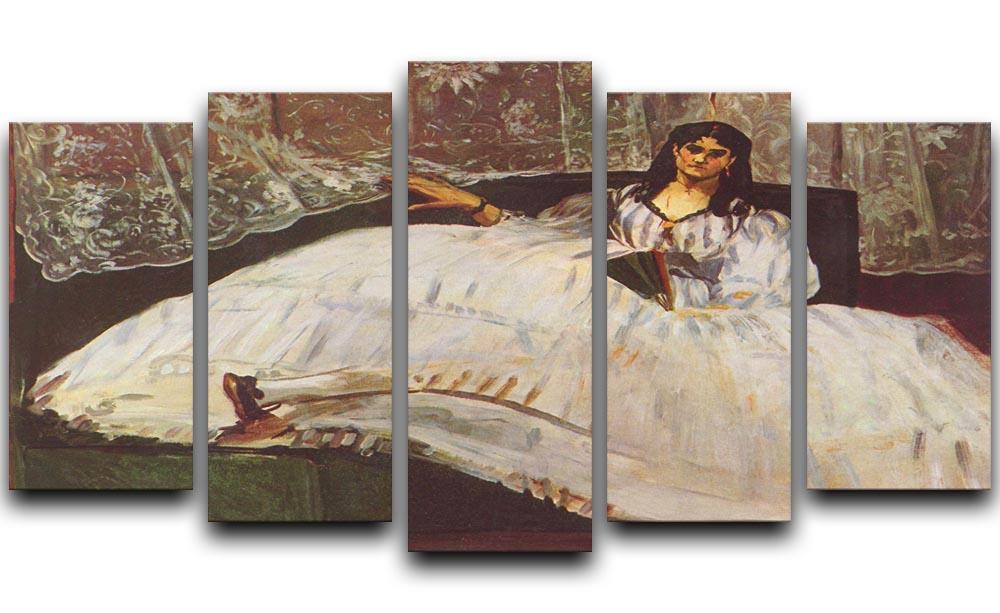 Lady with fan by Manet 5 Split Panel Canvas  - Canvas Art Rocks - 1