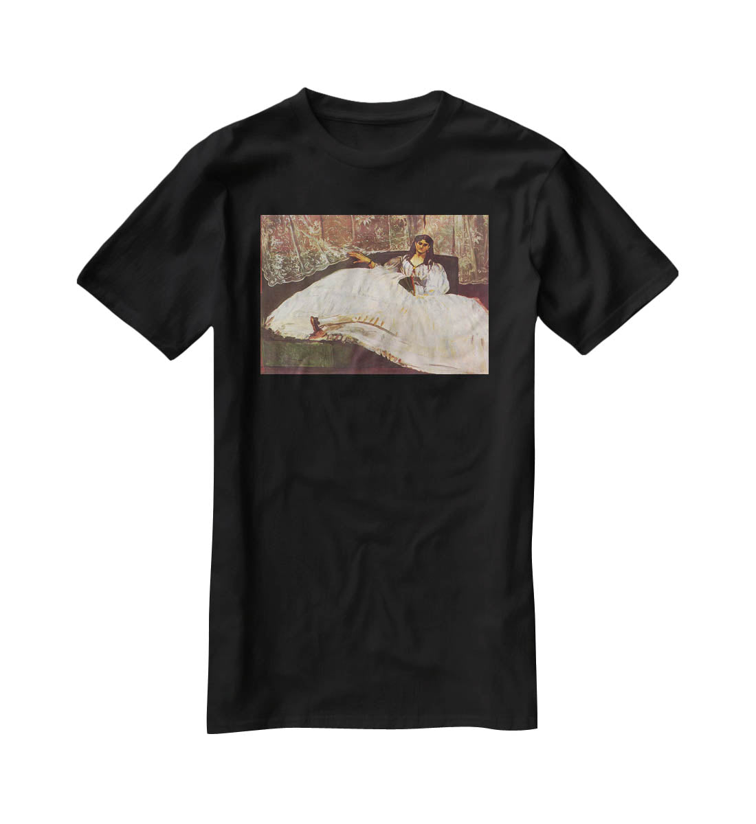 Lady with fan by Manet T-Shirt - Canvas Art Rocks - 1