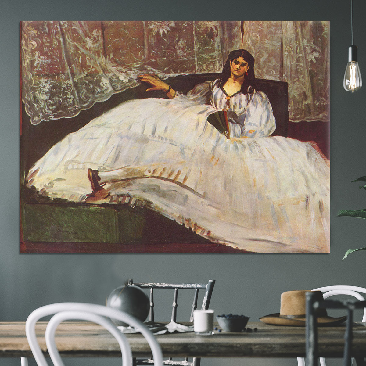 Lady with fan by Manet Canvas Print or Poster - Canvas Art Rocks - 3