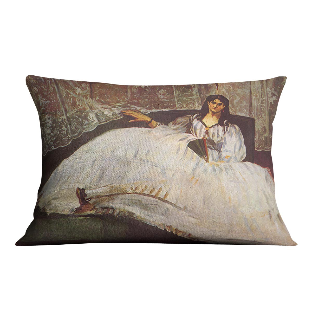 Lady with fan by Manet Cushion