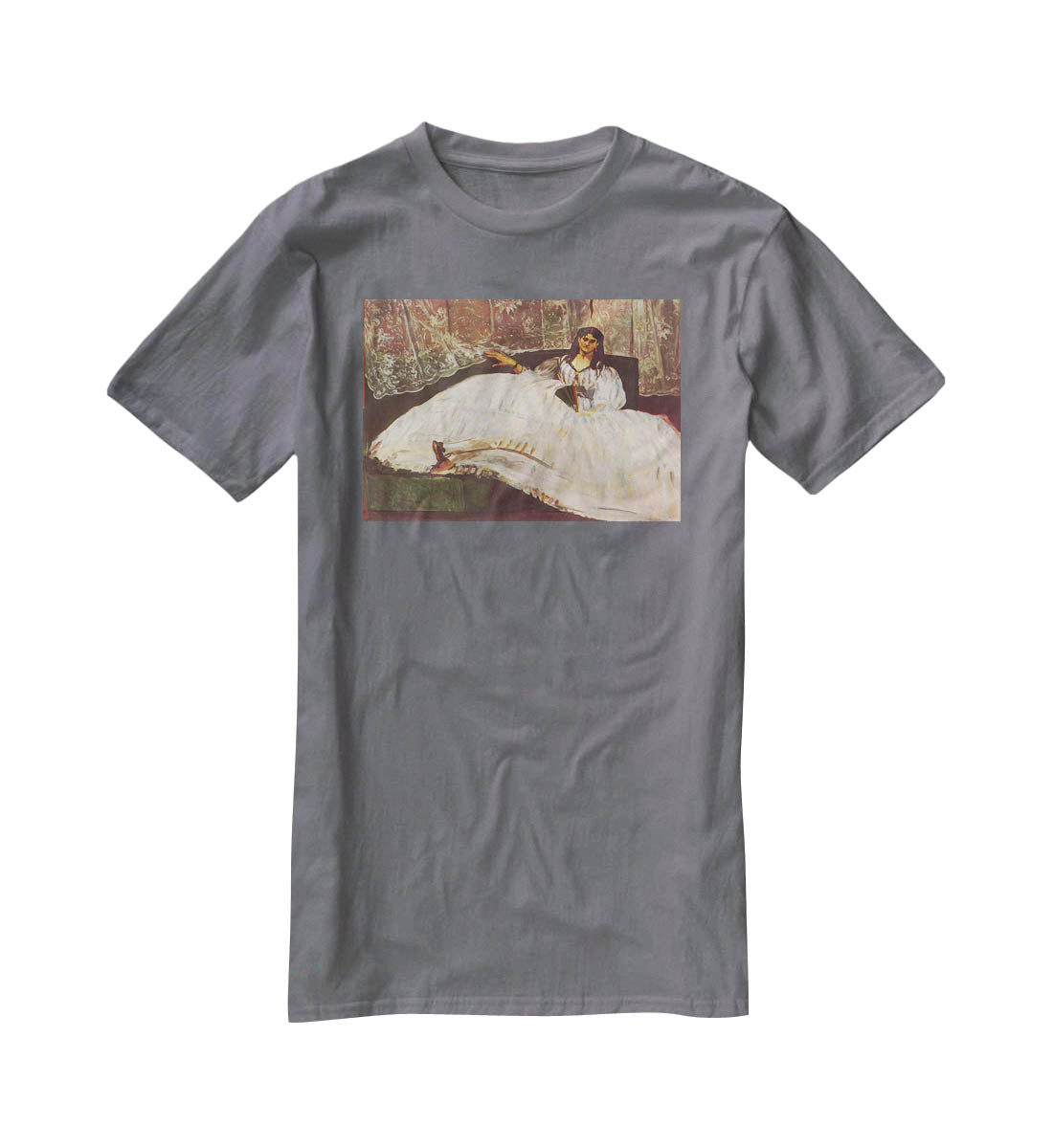 Lady with fan by Manet T-Shirt - Canvas Art Rocks - 3