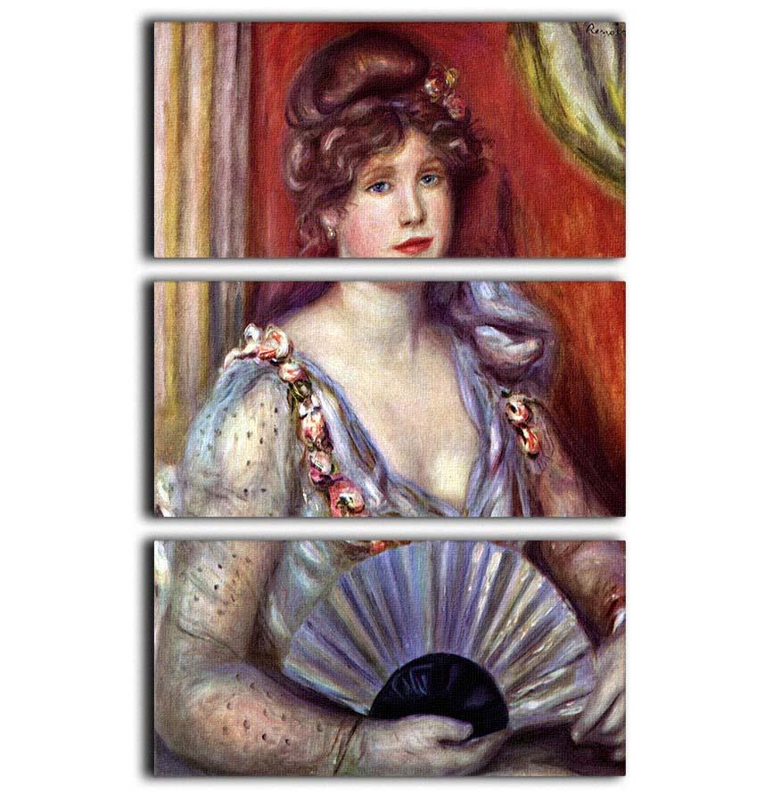 Lady with fan by Renoir 3 Split Panel Canvas Print - Canvas Art Rocks - 1