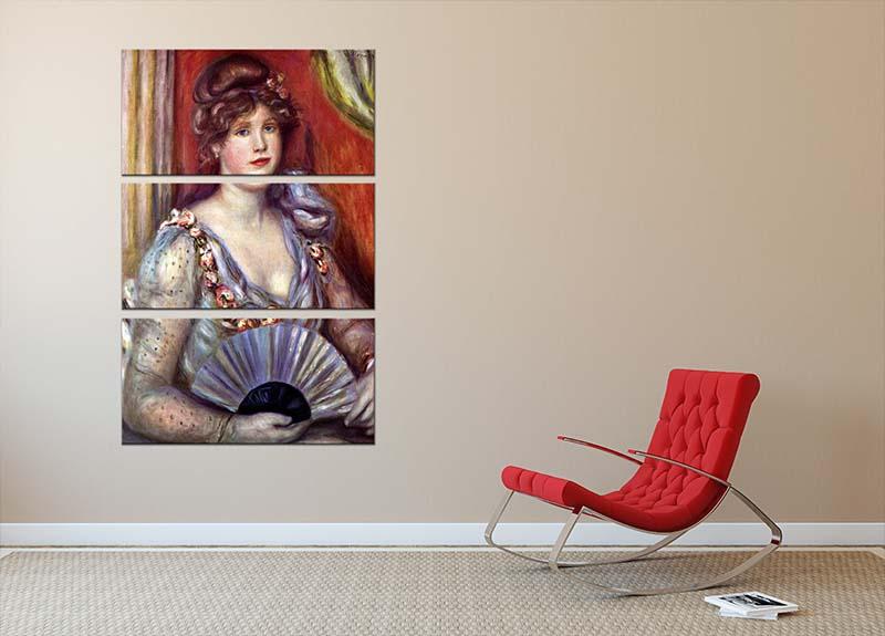 Lady with fan by Renoir 3 Split Panel Canvas Print - Canvas Art Rocks - 2