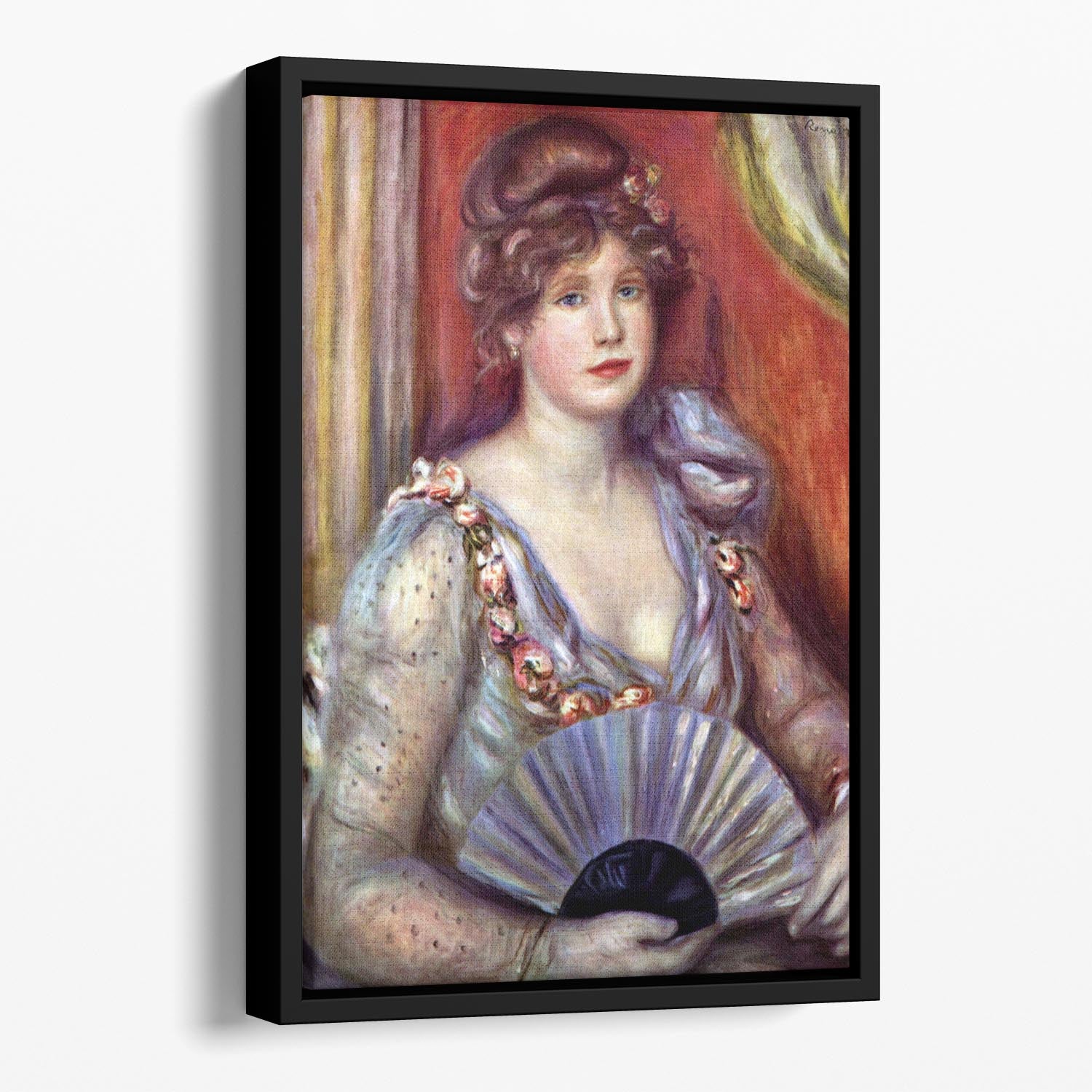Lady with fan by Renoir Floating Framed Canvas