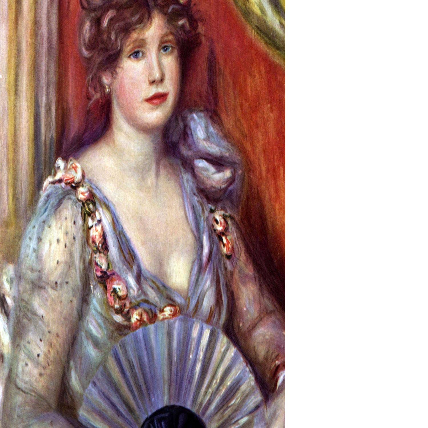 Lady with fan by Renoir Floating Framed Canvas