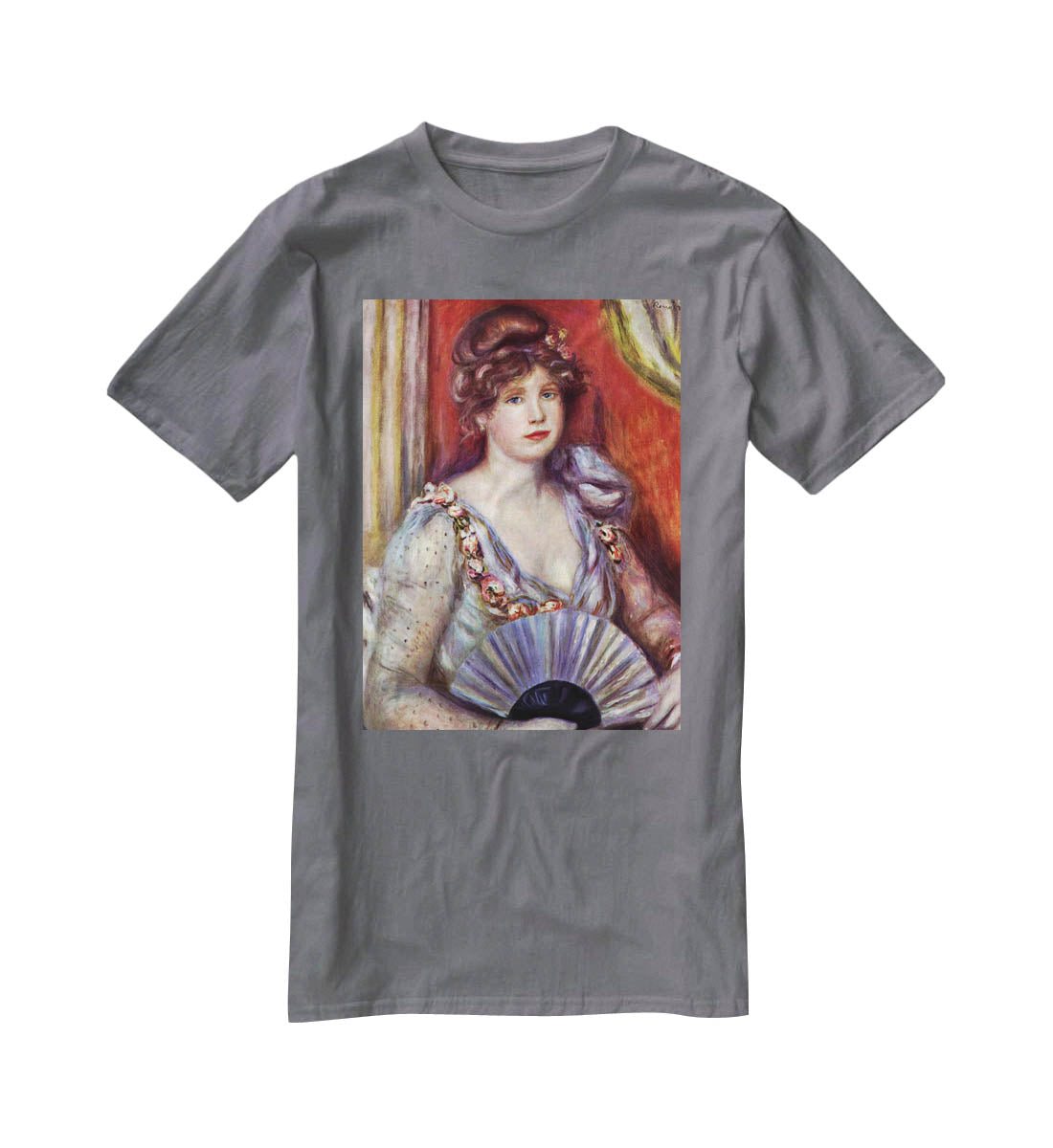 Lady with fan by Renoir T-Shirt - Canvas Art Rocks - 3
