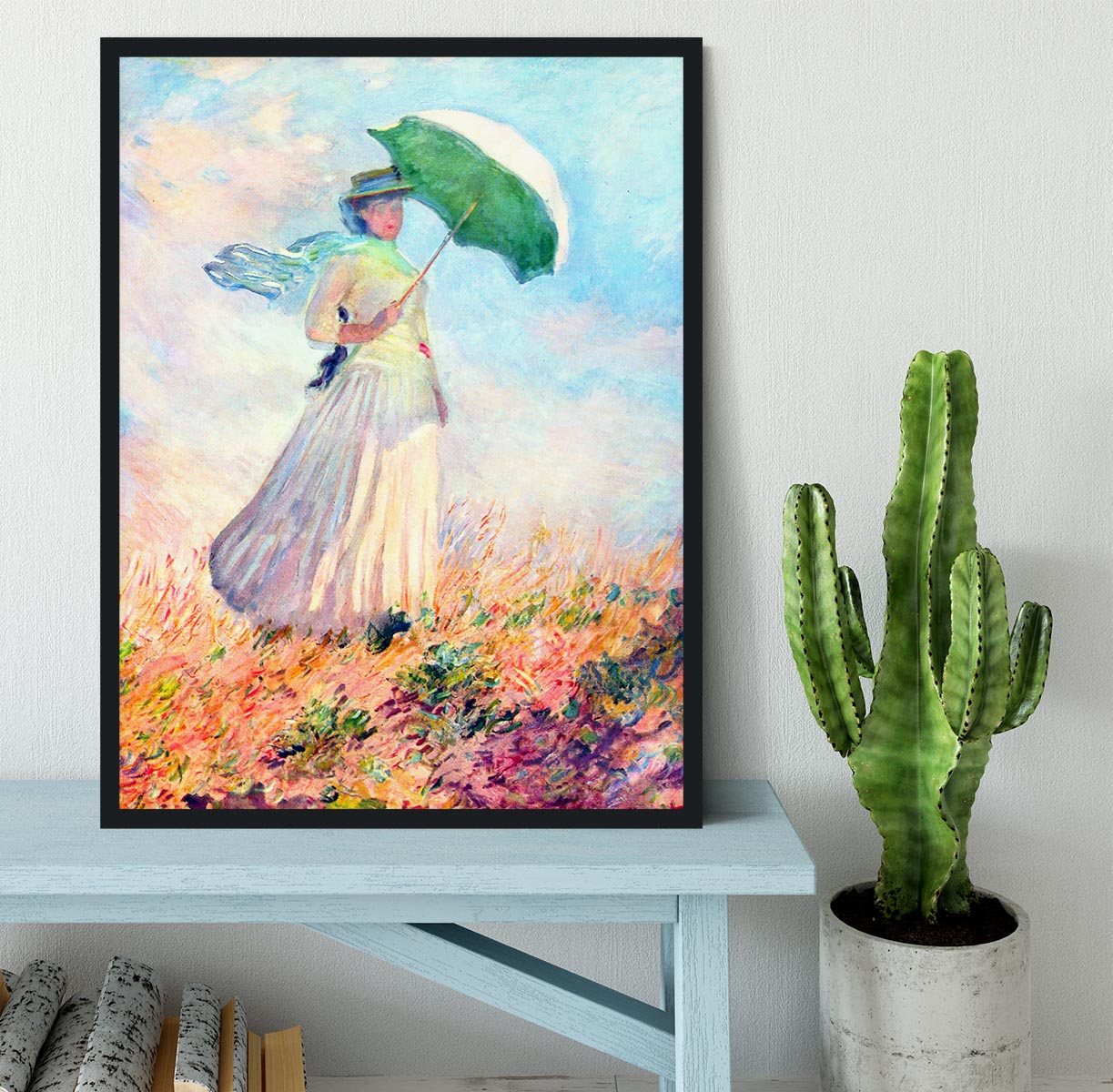 Lady with sunshade study by Monet Framed Print - Canvas Art Rocks - 2