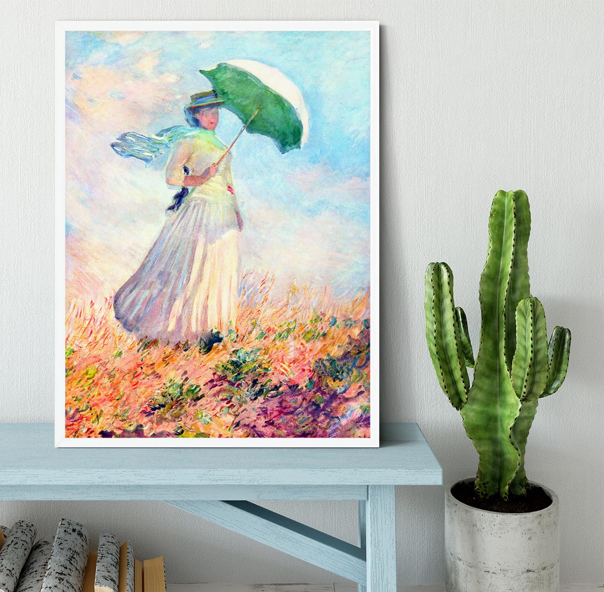 Lady with sunshade study by Monet Framed Print - Canvas Art Rocks -6