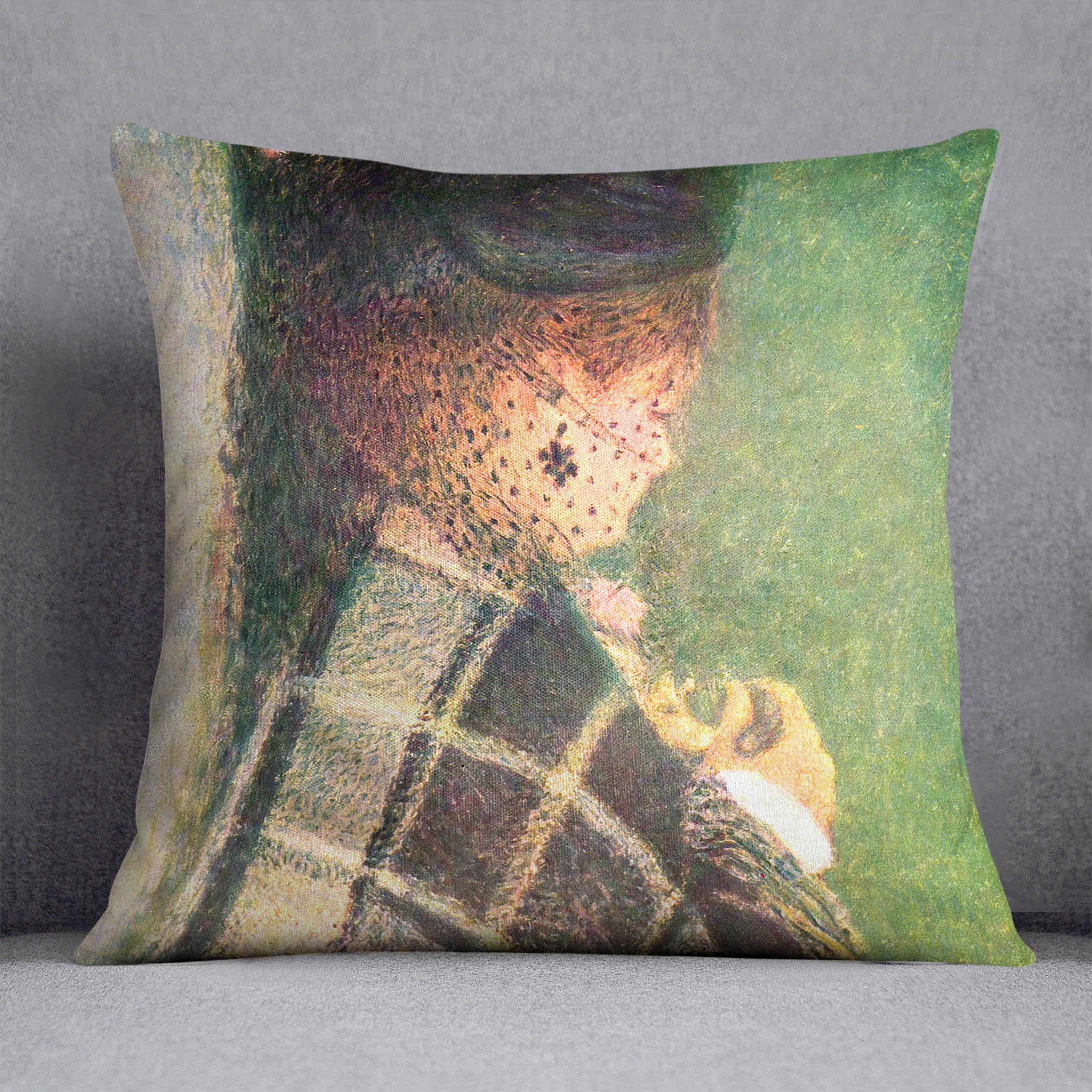 Lady with veil by Renoir Cushion