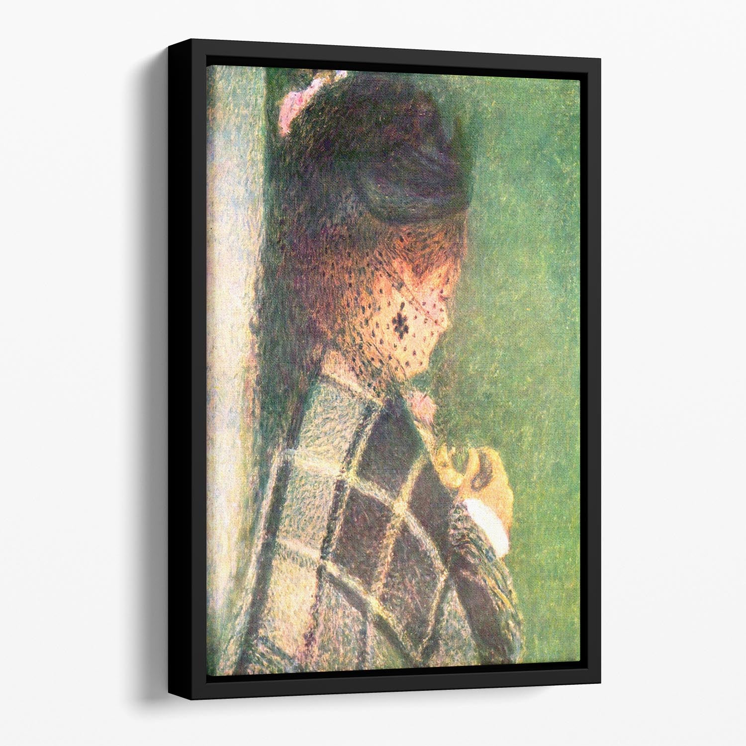Lady with veil by Renoir Floating Framed Canvas