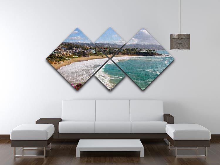 Laguna Beach Crescent Cove 4 Square Multi Panel Canvas - Canvas Art Rocks - 3