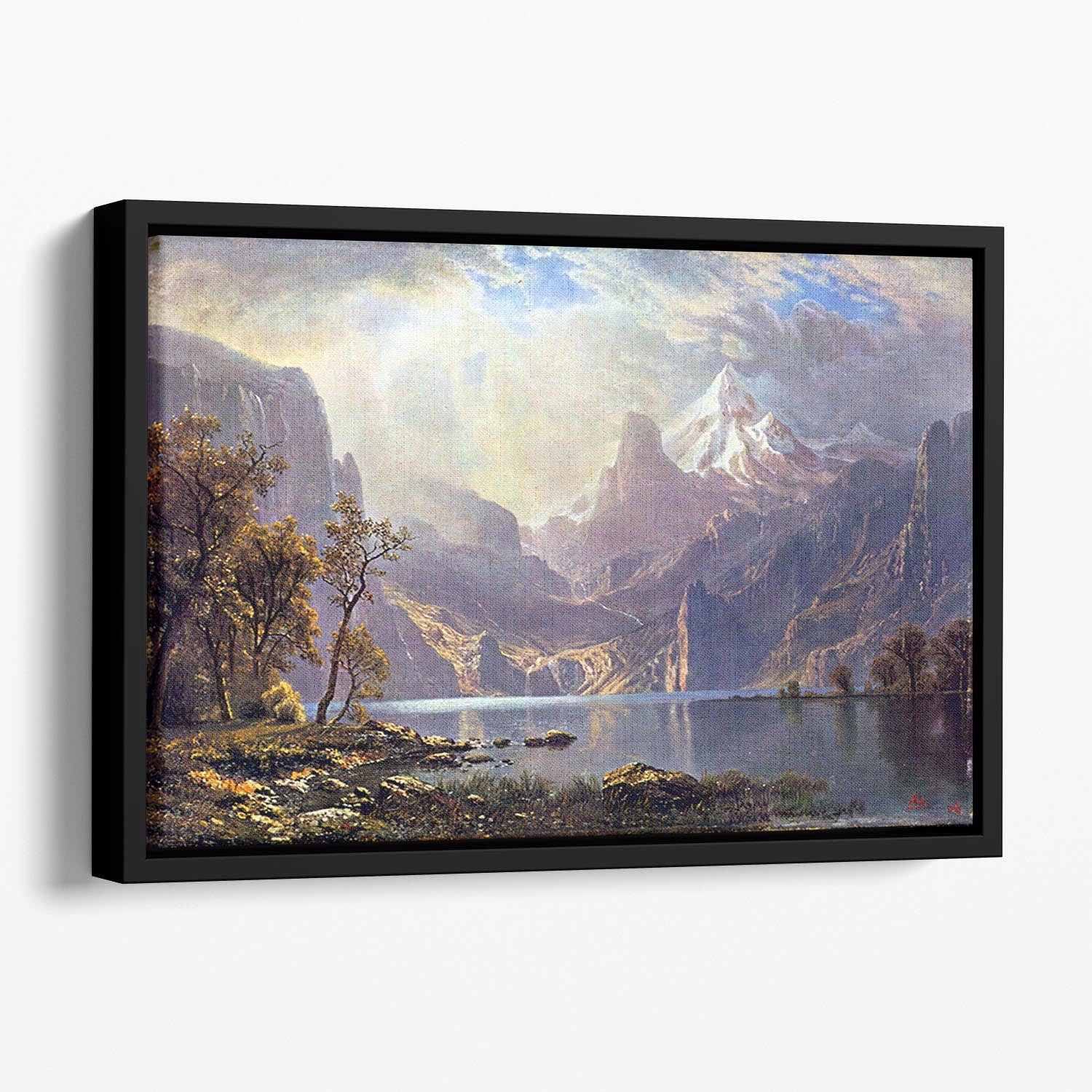 Lake Tahoe by Bierstadt Floating Framed Canvas - Canvas Art Rocks - 1